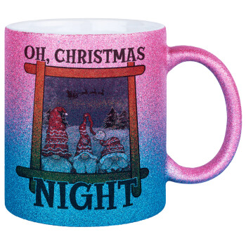 Oh Christmas Night, Κούπα Χρυσή/Μπλε Glitter, κεραμική, 330ml