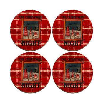 Oh Christmas Night, ΣΕΤ x4 Σουβέρ ξύλινα στρογγυλά plywood (9cm)