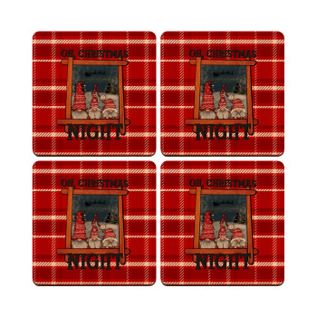 Oh Christmas Night, ΣΕΤ x4 Σουβέρ ξύλινα τετράγωνα plywood (9cm)