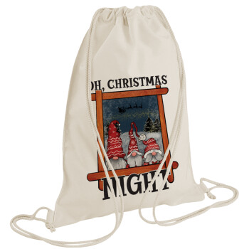 Oh Christmas Night, Τσάντα πλάτης πουγκί GYMBAG natural (28x40cm)
