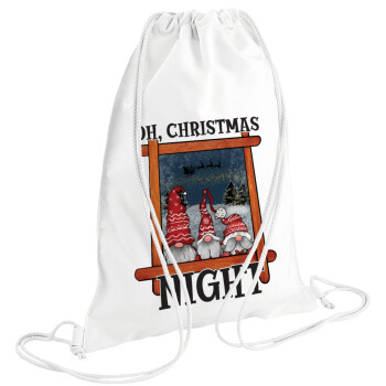 Oh Christmas Night, Τσάντα πλάτης πουγκί GYMBAG λευκή (28x40cm)