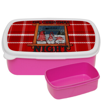 Oh Christmas Night, ΡΟΖ παιδικό δοχείο φαγητού (lunchbox) πλαστικό (BPA-FREE) Lunch Βox M18 x Π13 x Υ6cm