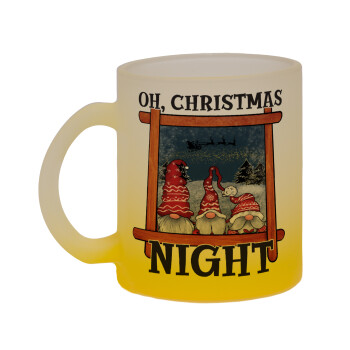 Oh Christmas Night, Κούπα γυάλινη δίχρωμη με βάση το κίτρινο ματ, 330ml