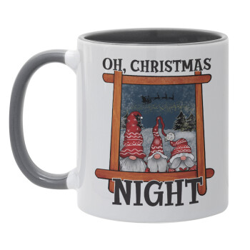 Oh Christmas Night, Κούπα χρωματιστή γκρι, κεραμική, 330ml