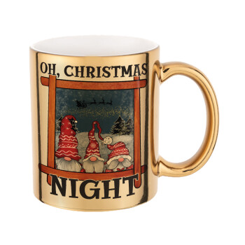 Oh Christmas Night, Κούπα κεραμική, χρυσή καθρέπτης, 330ml