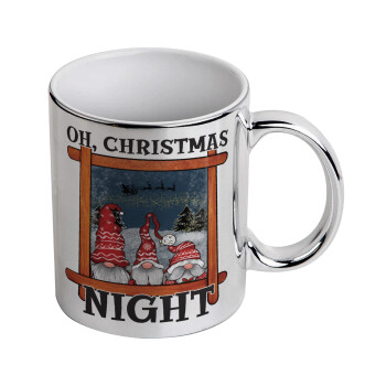 Oh Christmas Night, Mug ceramic, silver mirror, 330ml