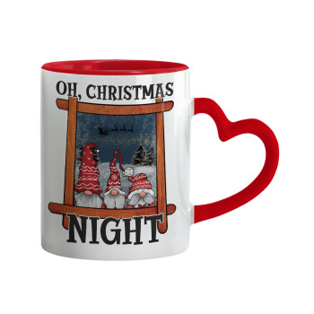 Oh Christmas Night, Mug heart red handle, ceramic, 330ml