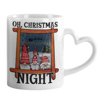 Oh Christmas Night, Mug heart handle, ceramic, 330ml