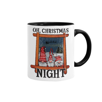 Oh Christmas Night, Κούπα χρωματιστή μαύρη, κεραμική, 330ml