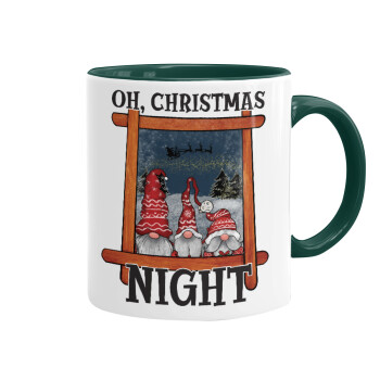 Oh Christmas Night, Mug colored green, ceramic, 330ml