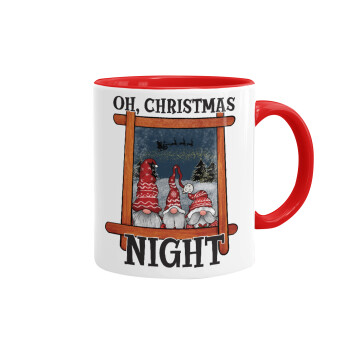 Oh Christmas Night, Κούπα χρωματιστή κόκκινη, κεραμική, 330ml