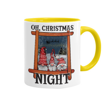 Oh Christmas Night, Mug colored yellow, ceramic, 330ml