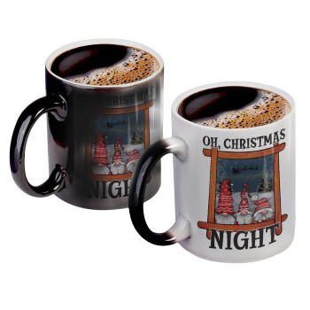 Oh Christmas Night, Color changing magic Mug, ceramic, 330ml when adding hot liquid inside, the black colour desappears (1 pcs)