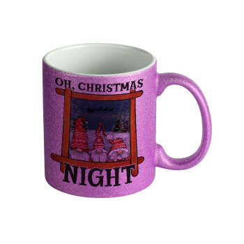 Oh Christmas Night, Κούπα Μωβ Glitter που γυαλίζει, κεραμική, 330ml