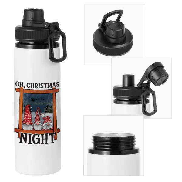 Oh Christmas Night — Μεταλλικό παγούρι νερού με καπάκι ασφαλείας, αλουμινίου 850ml