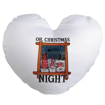 Oh Christmas Night, Μαξιλάρι καναπέ καρδιά 40x40cm περιέχεται το  γέμισμα