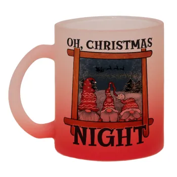 Oh Christmas Night, Κούπα γυάλινη δίχρωμη με βάση το κόκκινο ματ, 330ml