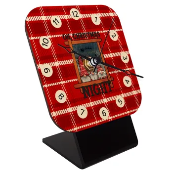 Oh Christmas Night, Quartz Table clock in natural wood (10cm)