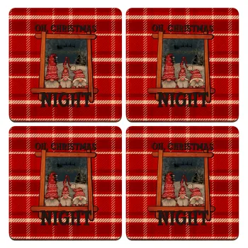 Oh Christmas Night, ΣΕΤ x4 Σουβέρ ξύλινα τετράγωνα plywood (9cm)