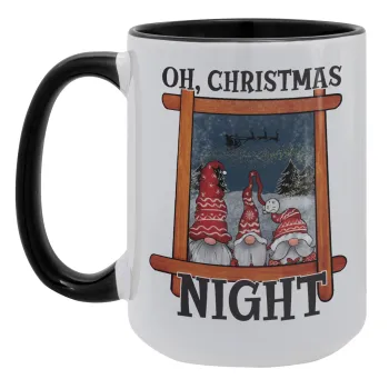 Oh Christmas Night, Κούπα Mega 15oz, κεραμική Μαύρη, 450ml