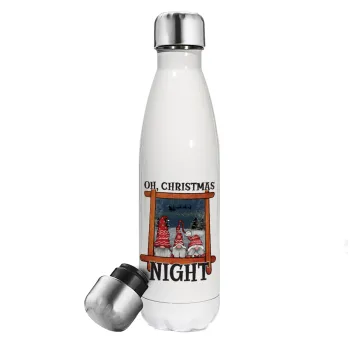 Oh Christmas Night, Μεταλλικό παγούρι θερμός Λευκό (Stainless steel), διπλού τοιχώματος, 500ml