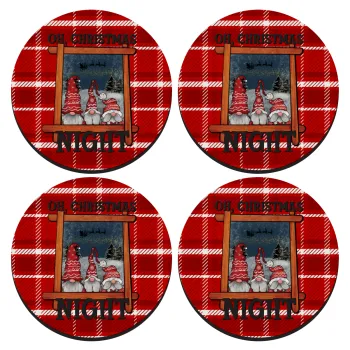 Oh Christmas Night, SET of 4 round wooden coasters (9cm)