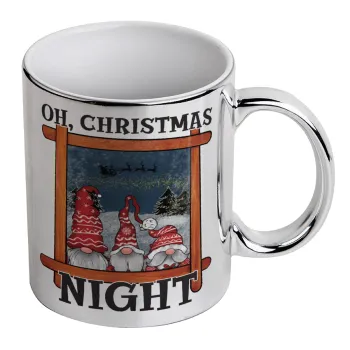 Oh Christmas Night, Mug ceramic, silver mirror, 330ml