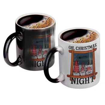 Oh Christmas Night, Color changing magic Mug, ceramic, 330ml when adding hot liquid inside, the black colour desappears (1 pcs)