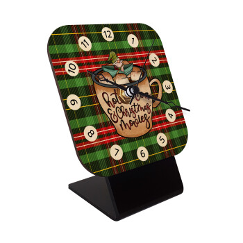 Hot Cocoa And Christmas Movies, Επιτραπέζιο ρολόι σε φυσικό ξύλο (10cm)