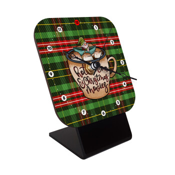 Hot Cocoa And Christmas Movies, Επιτραπέζιο ρολόι ξύλινο με δείκτες (10cm)