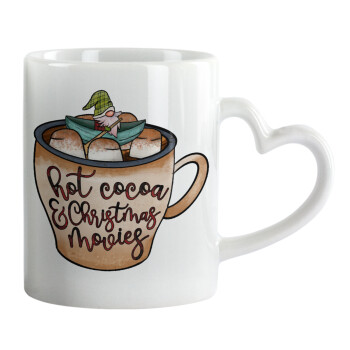 Hot Cocoa And Christmas Movies, Mug heart handle, ceramic, 330ml