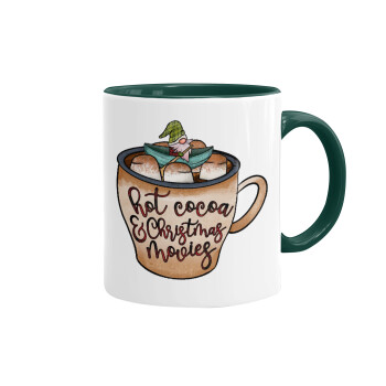 Hot Cocoa And Christmas Movies, Mug colored green, ceramic, 330ml