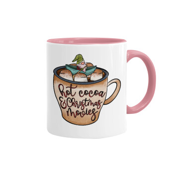 Hot Cocoa And Christmas Movies, Mug colored pink, ceramic, 330ml
