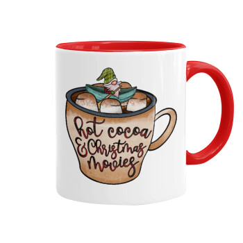 Hot Cocoa And Christmas Movies, Mug colored red, ceramic, 330ml