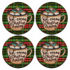 SET of 4 round wooden coasters (9cm)