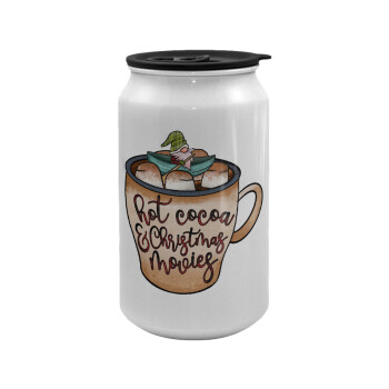 Hot Cocoa And Christmas Movies, Κούπα ταξιδιού μεταλλική με καπάκι (tin-can) 500ml