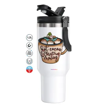 Hot Cocoa And Christmas Movies, Mega Tumbler με καπάκι, διπλού τοιχώματος (θερμό) 1,2L