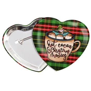 Hot Cocoa And Christmas Movies, Κονκάρδα παραμάνα καρδιά (57x52mm)
