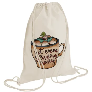 Hot Cocoa And Christmas Movies, Backpack bag GYMBAG natural (28x40cm)