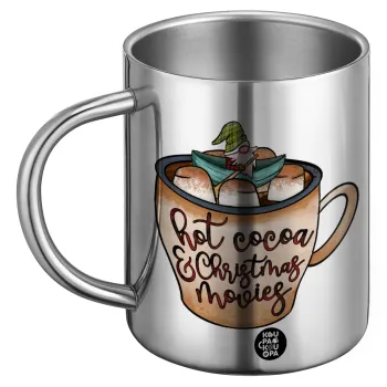 Hot Cocoa And Christmas Movies, Ανοξείδωτη Μεταλλική Κούπα 450ml - Διπλού Τοιχώματος