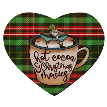 Hot Cocoa And Christmas Movies, Mousepad καρδιά 23x20cm