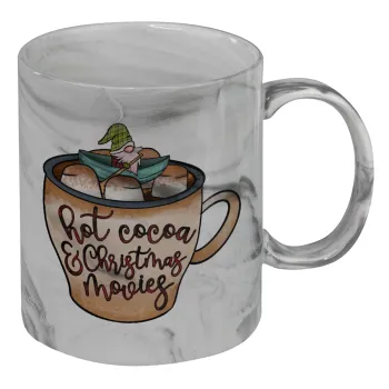 Hot Cocoa And Christmas Movies, Κούπα κεραμική, marble style (μάρμαρο), 330ml