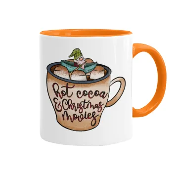 Hot Cocoa And Christmas Movies, Κούπα χρωματιστή πορτοκαλί, κεραμική, 330ml