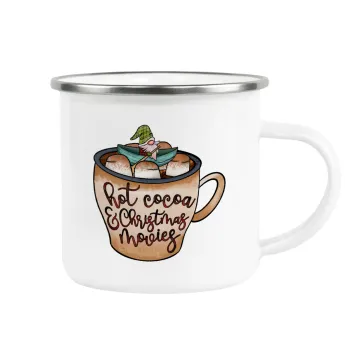 Hot Cocoa And Christmas Movies, Metallic enamel cup white 360ml