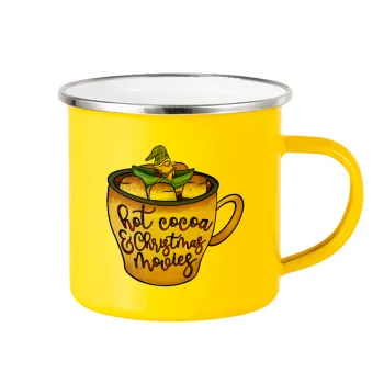 Hot Cocoa And Christmas Movies, Κούπα Μεταλλική εμαγιέ Κίτρινη 360ml