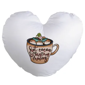 Hot Cocoa And Christmas Movies, Μαξιλάρι καναπέ καρδιά 40x40cm περιέχεται το  γέμισμα