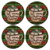 SET of 4 round wooden coasters (9cm)