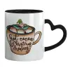 Mug heart black handle, ceramic, 330ml