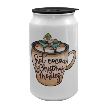 Hot Cocoa And Christmas Movies, Κούπα ταξιδιού μεταλλική με καπάκι (tin-can) 500ml