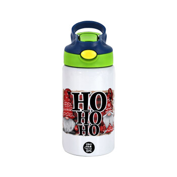 Ho ho ho, Παιδικό παγούρι θερμό, ανοξείδωτο, με καλαμάκι ασφαλείας, πράσινο/μπλε (350ml)